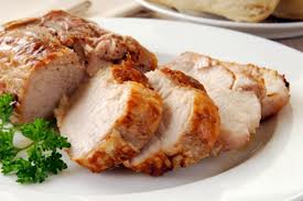 Slices of Pork on a plate.
